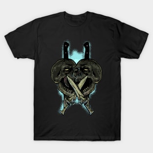 Double Knife Skeleton Head T-Shirt